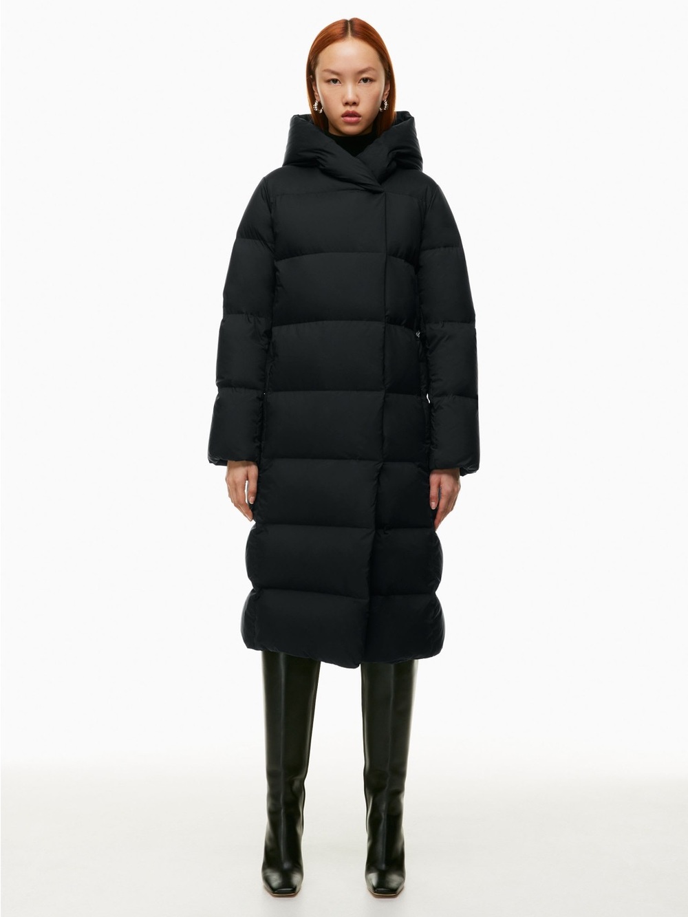 Aritzia Duvet Puffer Midi Length Jacket Sz Medium Black